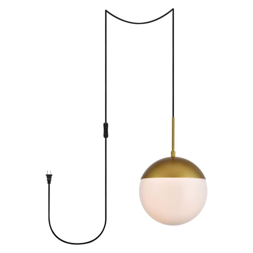 Elegant Eclipse 1 Light Plug - Brass/Glass Matte, L 10" (LDPG6036BR)