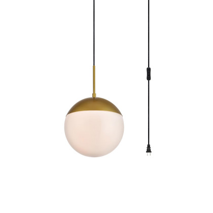 Elegant Eclipse 1 Light Plug - Brass/Glass Matte, L 10" (LDPG6036BR)