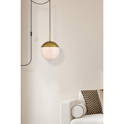 Elegant Eclipse 1 Light Plug - Brass/Glass Matte, L 10" (LDPG6036BR)