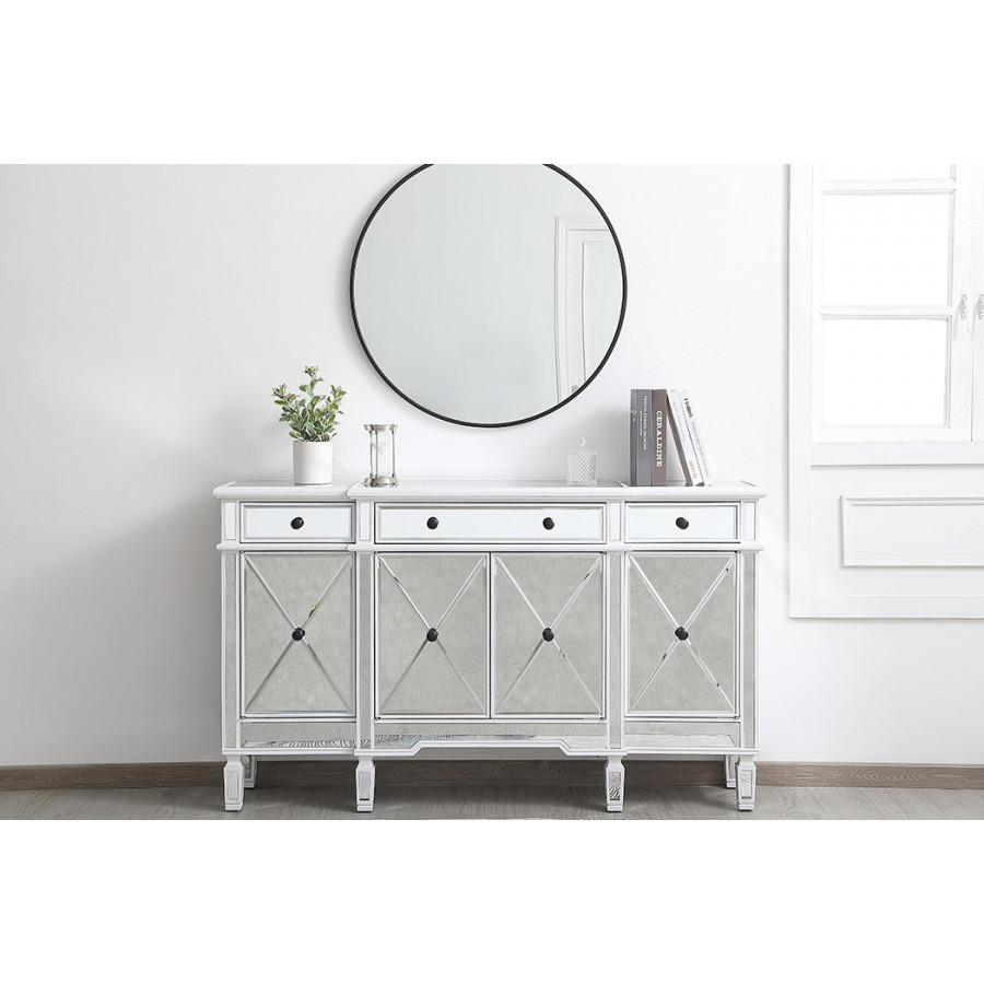 Elegant 60" Mirrored Credenza - White (MF6-1001AW)
