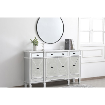 Elegant 60" Mirrored Credenza - White (MF6-1001AW)