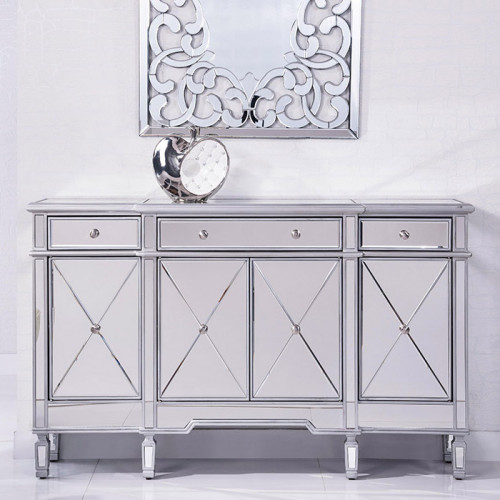 Elegant 60" Mirrored Credenza - Silver (MF6-1001SC)