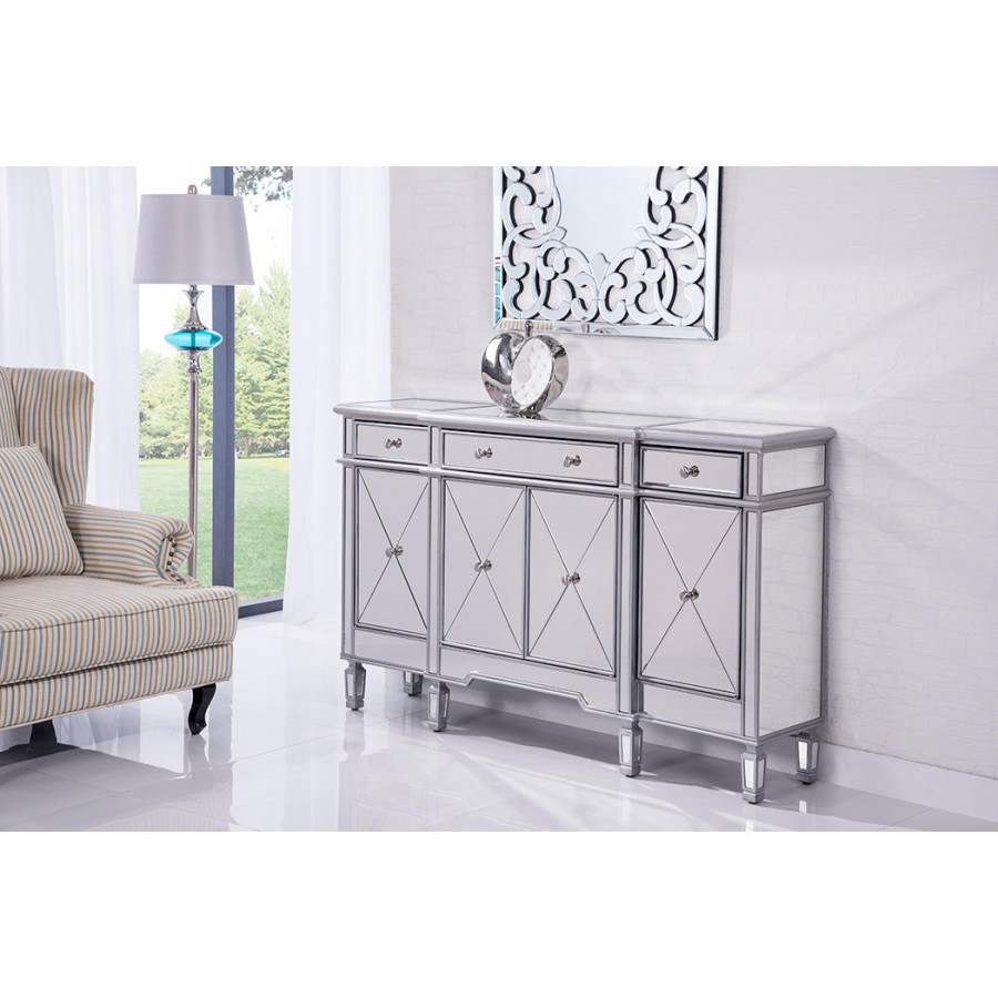 Elegant 60" Mirrored Credenza - Silver (MF6-1001SC)
