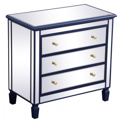 Elegant 33" Mirrored 3 Drawer Chest - Blue (MF6-1019BL)