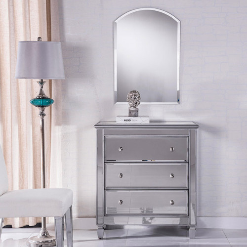 Elegant 33" Mirrored 3 Drawer Chest - Silver (MF6-1019S)