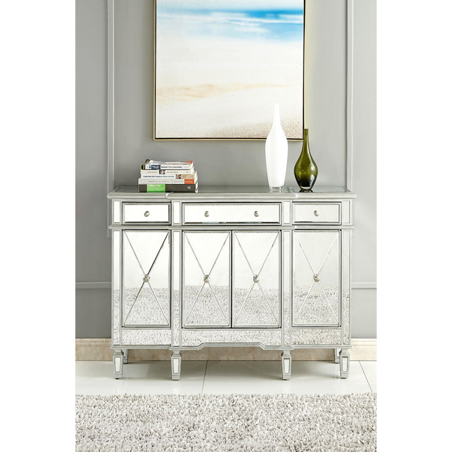 Elegant 3 Drawer 4 Door Cabinet - Silver (MF6-1111SC)