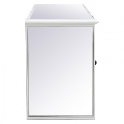 Elegant Modern 60" Mirrored TV Stand with Crystal Fireplace - White (MF60160AW-F1)