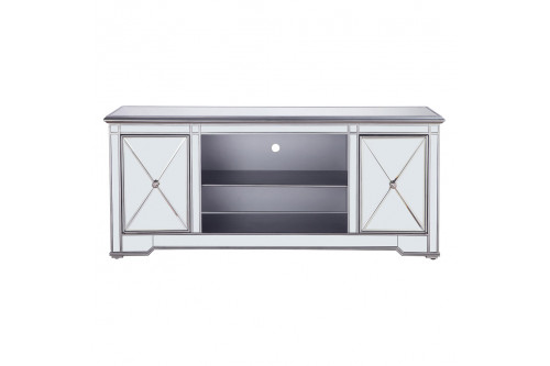 Elegant™ - MF601 60" Mirrored TV Stand with Wood Fireplace Insert