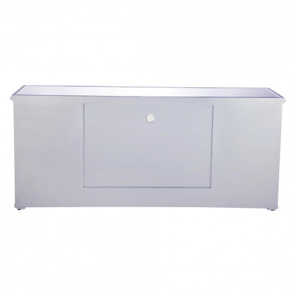 Elegant 60" Mirrored TV Stand with Wood Fireplace Insert - Silver (MF601S-F1)
