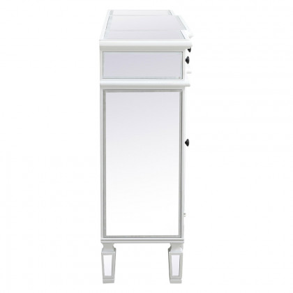 Elegant Contempo 60" Mirrored Credenza with Wood Fireplace - White (MF61060AW-F2)