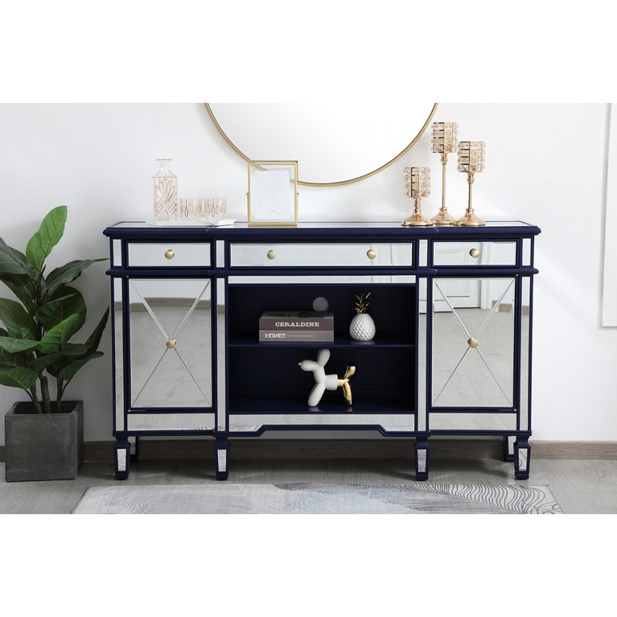 Elegant Contempo 60" Mirrored Credenza - Blue (MF61060BL)