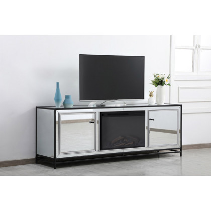 Elegant James 72" Mirrored TV Stand - Black (MF70172BK-F1)