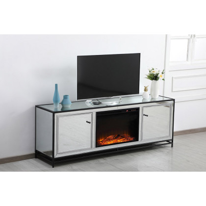 Elegant James 72" Mirrored TV Stand - Black (MF70172BK-F1)