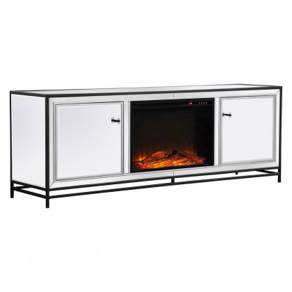Elegant James 72" Mirrored TV Stand - Black (MF70172BK-F1)