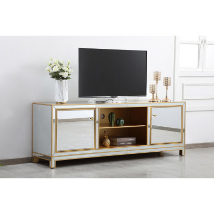 Elegant James 72" Mirrored TV Stand - Gold (MF70172G)
