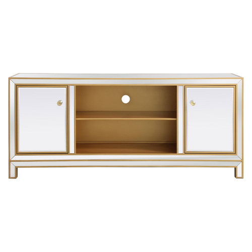 Elegant 60" Mirrored TV Stand - Gold (MF701G)