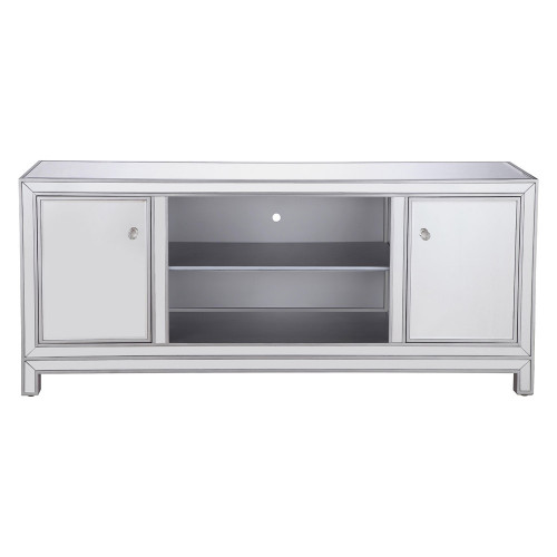 Elegant 60" Mirrored TV Stand - Silver (MF701S)