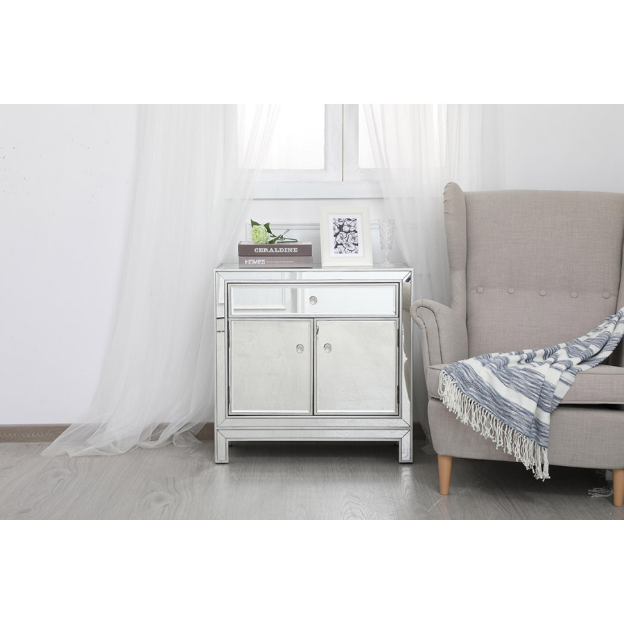 Elegant 29" Mirrored Cabinet - Silver (MF71034S)