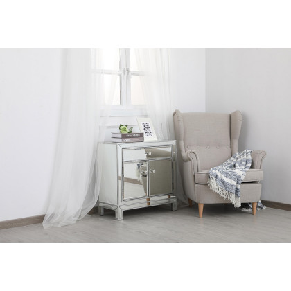 Elegant 29" Mirrored Cabinet - Silver (MF71034S)