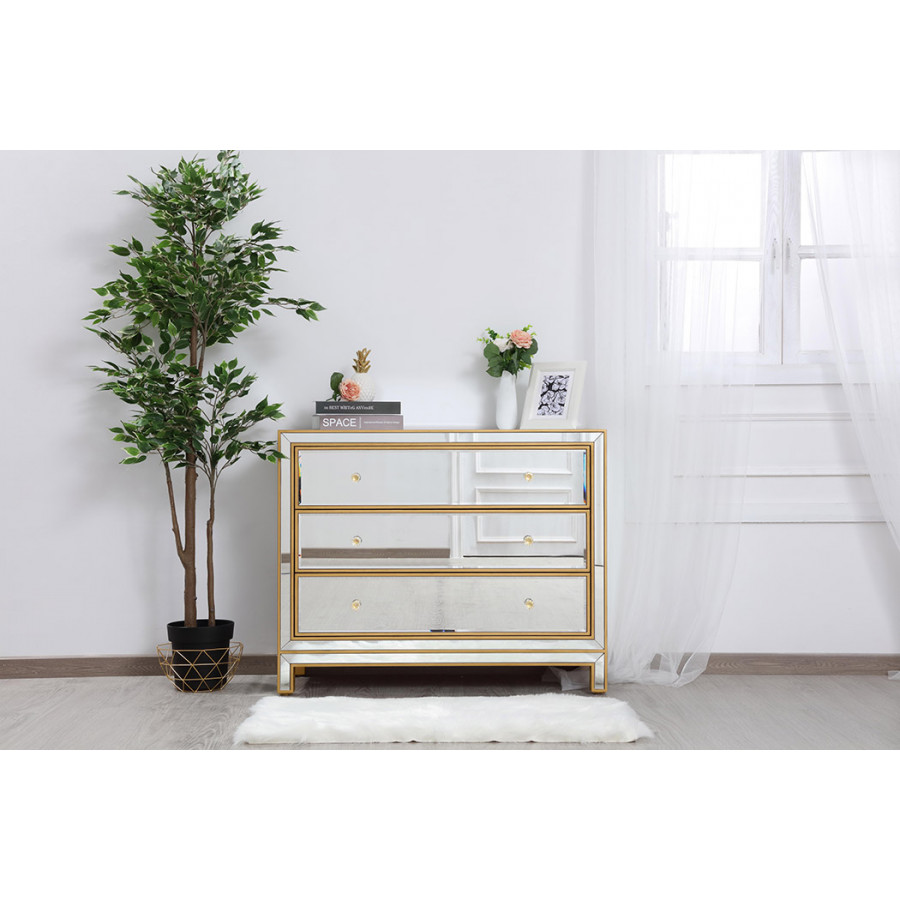 Elegant 3 Drawers 40" Chest - Gold (MF72019G)