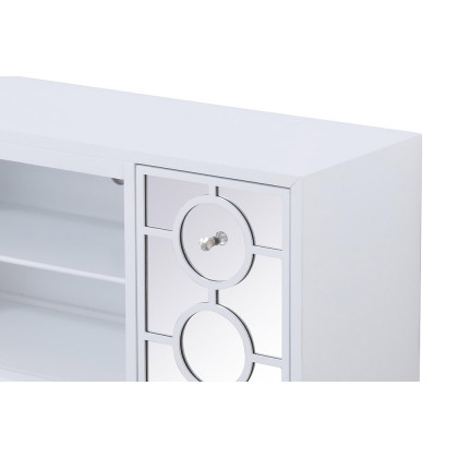 Elegant 60" Mirrored TV Stand with Crystal Fireplace Insert - White (MF801WH)