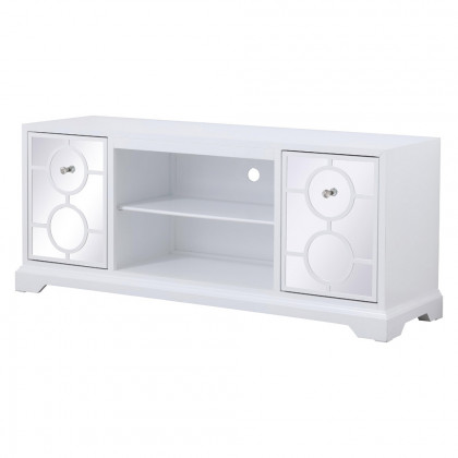Elegant 60" Mirrored TV Stand with Crystal Fireplace Insert - White (MF801WH)