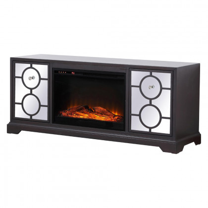 Elegant 60" Mirrored TV Cabinet Stand - Dark Brown (MF802DT-F1)