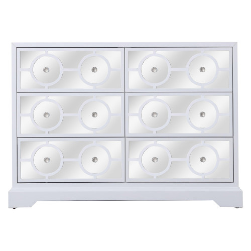 Elegant 48" Mirrored Six Drawer Cabinet - White (MF81017WH)