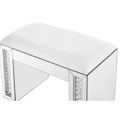 Elegant - Modern 19" Clear Mirror and Crystal Vanity Stool (MF91018)