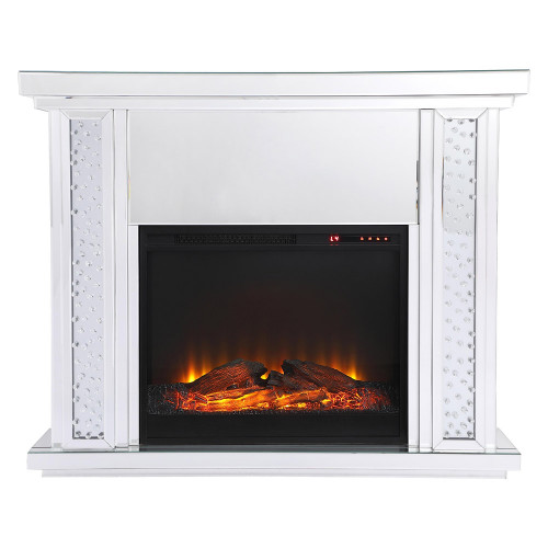 Elegant 47.5" Crystal Mirrored Mantle with Crystal Insert Fireplace - Clear (MF9901-F1)