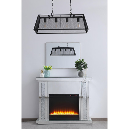 Elegant 47.5" Crystal Mirrored Mantle with Crystal Insert Fireplace - Clear (MF9901-F2)