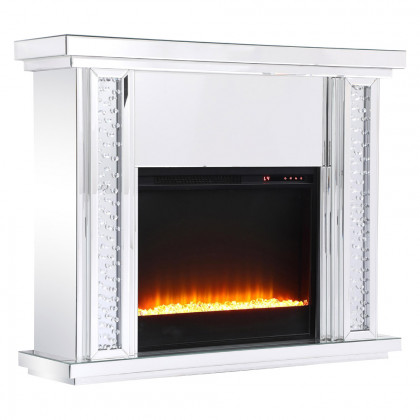 Elegant 47.5" Crystal Mirrored Mantle with Crystal Insert Fireplace - Clear (MF9901-F2)