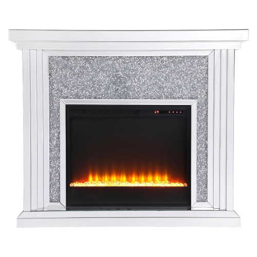 Elegant 47.5" Crystal Mirrored Mantle with Crystal Insert Fireplace - Clear (MF9902-F2)