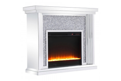 Elegant™ - MF9902 47.5" Crystal Mirrored Mantle with Crystal Insert Fireplace
