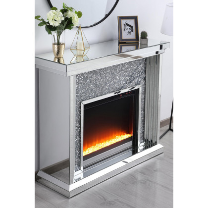 Elegant 47.5" Crystal Mirrored Mantle with Crystal Insert Fireplace - Clear (MF9902-F2)