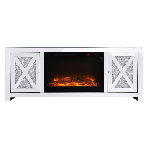 Elegant 59" Crystal Mirrored TV Stand - Clear (MF9903-F1)