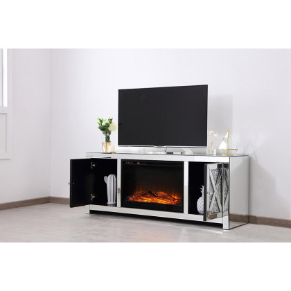 Elegant 59" Crystal Mirrored TV Stand - Clear (MF9903-F1)