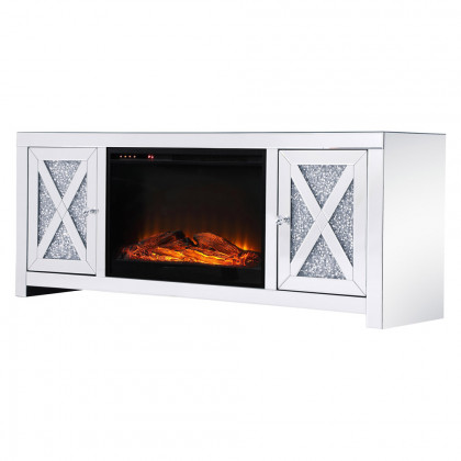Elegant 59" Crystal Mirrored TV Stand - Clear (MF9903-F1)