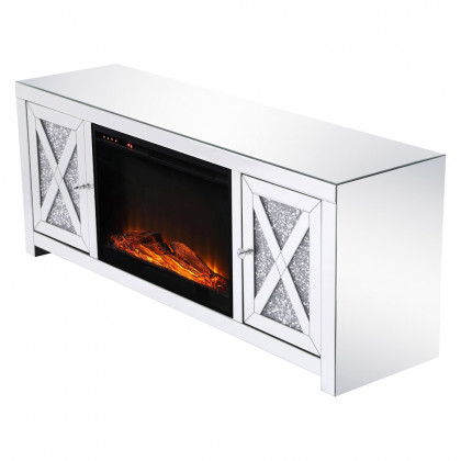 Elegant 59" Crystal Mirrored TV Stand - Clear (MF9903-F1)