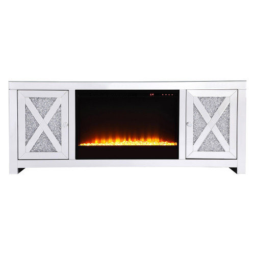 Elegant 59" Crystal Mirrored TV Stand - Clear (MF9903-F2)