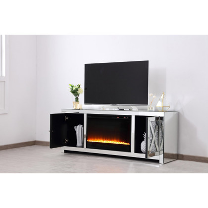 Elegant 59" Crystal Mirrored TV Stand - Clear (MF9903-F2)