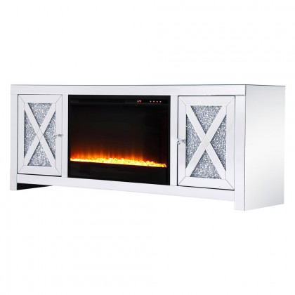 Elegant 59" Crystal Mirrored TV Stand - Clear (MF9903-F2)