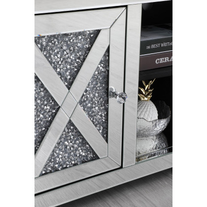 Elegant 59" Crystal Mirrored TV Stand - Clear (MF9903C)