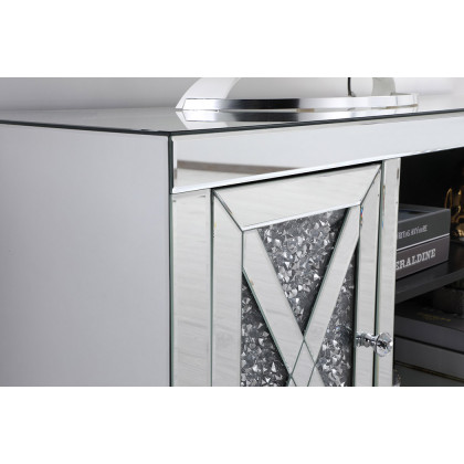 Elegant 59" Crystal Mirrored TV Stand - Clear (MF9903C)