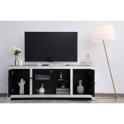 Elegant 59" Crystal Mirrored TV Stand - Clear (MF9903C)