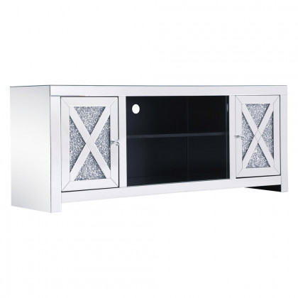 Elegant 59" Crystal Mirrored TV Stand - Clear (MF9903C)