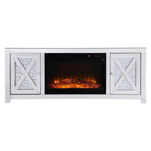 Elegant 59" Crystal Mirrored TV Stand - Clear (MF9904-F1)