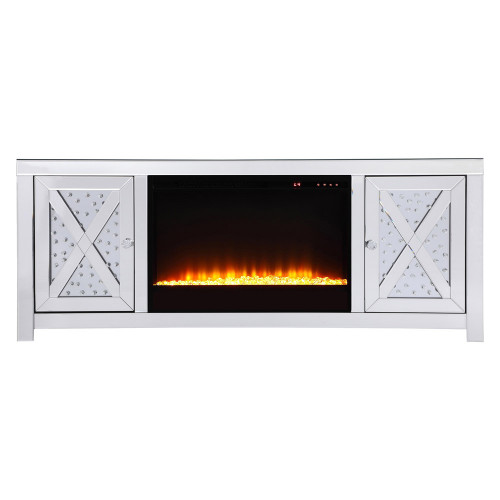 Elegant 59" Crystal Mirrored TV Stand - Clear (MF9904-F2)