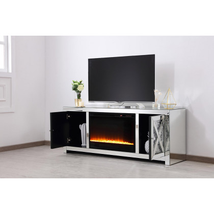 Elegant 59" Crystal Mirrored TV Stand - Clear (MF9904-F2)