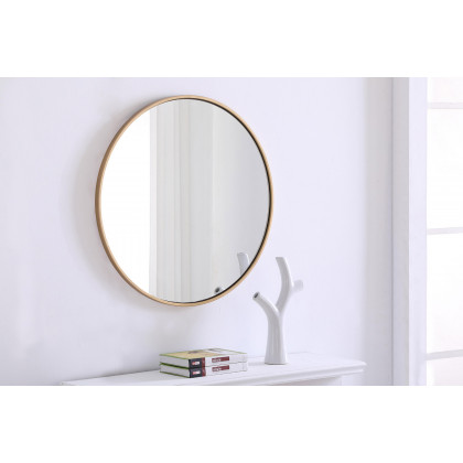 Elegant Wall Mirror - Brass, L 28" (MR4035BR)